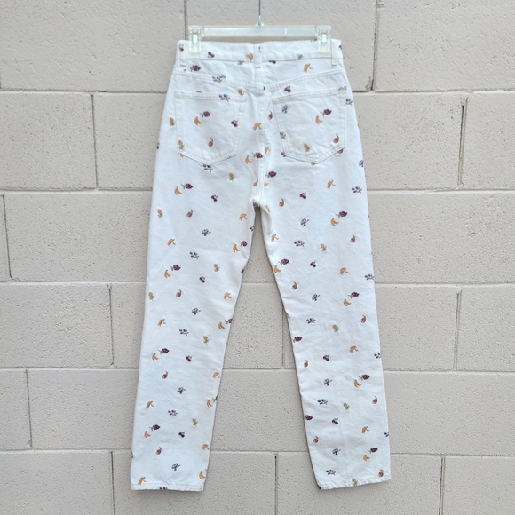 Reformation | Cynthia Fruitloops Embroidered Fruit Jeans Vintage White Size 26 - Picture 10 of 13